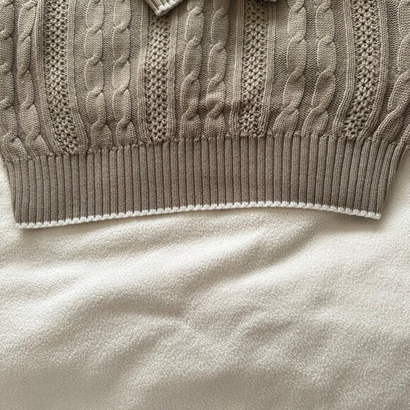 Vintage 80's Women's Cable Knit Beige Made In USA Sweater Size Medium - Picture 3 of 11